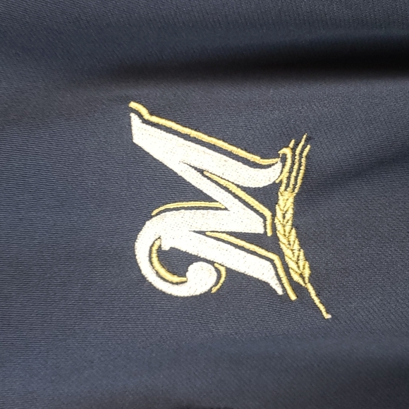 MLB Milwaukee Brewers quarter zip jacket pullover blue gold Size Large Tall - Picture 2 of 5
